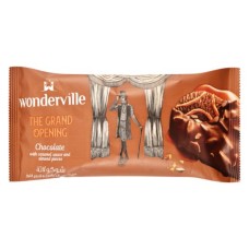 Wonder Ville stick chocolate ice cream with caramel sauce
