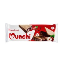 Munchi wafer biscuits stuffed with cocoa cream and hazelnut flavor