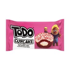 Todo cupcakes are red velvet cake filled with cream cheese frosting