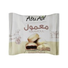 Abu Auf maamoul stuffed with braided ajwa filling and covered with white chocolate