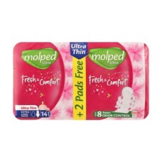 Molded Ultra Comfort & Freshness, Ultra Thin, Extra Long, 14 pads