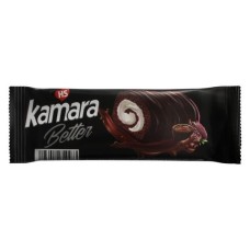 Kamara cocoa butter cake filled with vanilla flavored cream and covered with cocoa