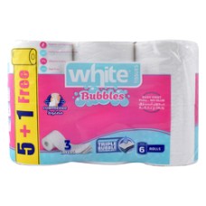 White Bubbles compressed toilet tissue, 6 rolls
