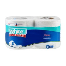 White compressed toilet tissue 2 rolls
