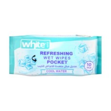 White Cool Pocket Wet Wipes, 10 Wipes