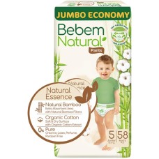 Bebem Natural Baby Diapers, Size 5, 58 Diapers