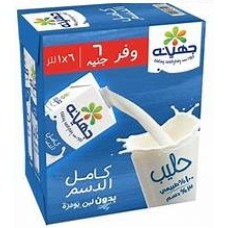 Juhayna full cream milk 1 liter, 6 packs